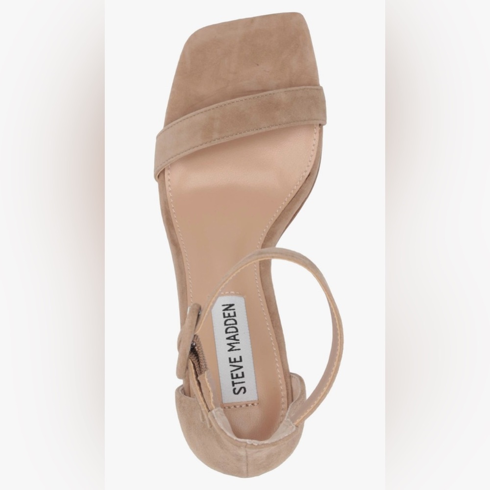 NEW Steve Madden Ankle Strap Sandal Womens Size 7 Nude Square Toe Block Heel
